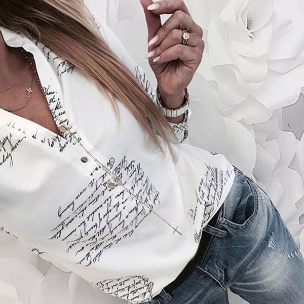 women fashion v neck long sleeve beach blouse shirts casual letters printed slim fit shirts blusas mujer de moda 2019, White
women fashion v neck long sleeve beach blouse shirts casual letters printed slim fit shirts blusas mujer de moda 2019, White