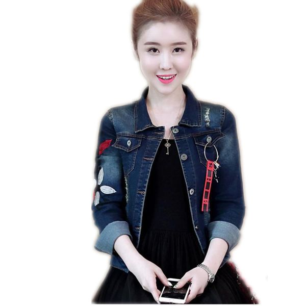 2019 new spring denim jacket short female long sleeve embroidery flowers plus size 3xl denim jackets women slim coat q1248, Black;brown
2019 new spring denim jacket short female long sleeve embroidery flowers plus size 3xl denim jackets women slim coat q1248, Black;brown