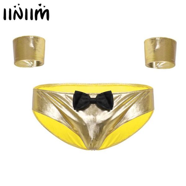 iiniim mens shiny metallic lingerie costumes low rise elastic waistband bulge pouch front briefs underwear with cuffs, Black;white
iiniim mens shiny metallic lingerie costumes low rise elastic waistband bulge pouch front briefs underwear with cuffs, Black;white