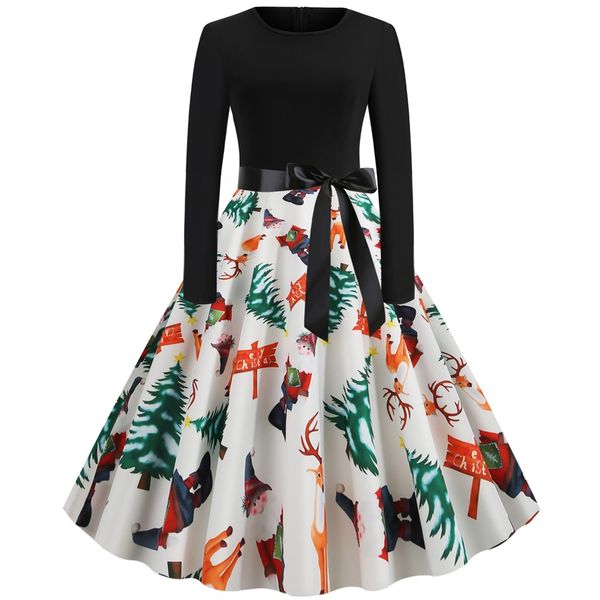 fashion christmas dress women fashion christmas print winter dress round neck long sleeve hepburn party vintage dress#g1, Black;gray
fashion christmas dress women fashion christmas print winter dress round neck long sleeve hepburn party vintage dress#g1, Black;gray