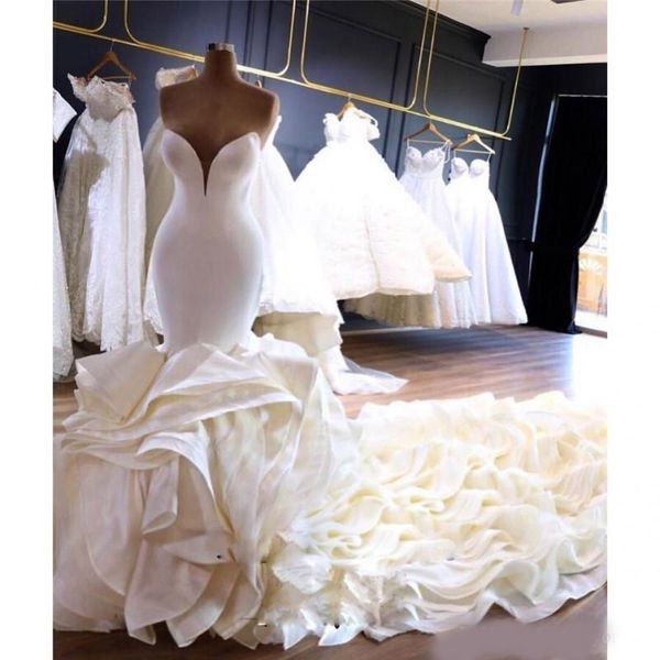 cascading ruffles luxury mermaid wedding dresses 2020 new sweetheart court train formal bridal gowns backless vestidos, White
cascading ruffles luxury mermaid wedding dresses 2020 new sweetheart court train formal bridal gowns backless vestidos, White