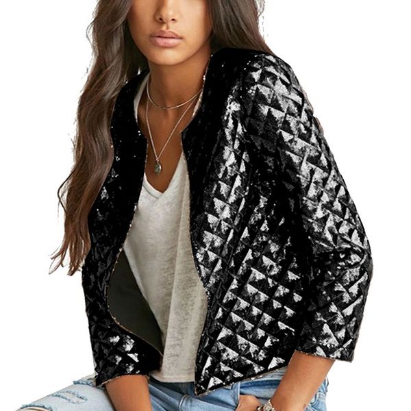 shujin 2019 brand new spring stylish lozenge women gold sequins jackets three quater sleeve fashion coats outwears female, Black;brown
shujin 2019 brand new spring stylish lozenge women gold sequins jackets three quater sleeve fashion coats outwears female, Black;brown