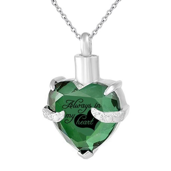 12 colors heart birthstone crystal cremation urn necklace for ashes jewelry memorial keepsake pendant always in my heart, Silver 
12 colors heart birthstone crystal cremation urn necklace for ashes jewelry memorial keepsake pendant always in my heart, Silver