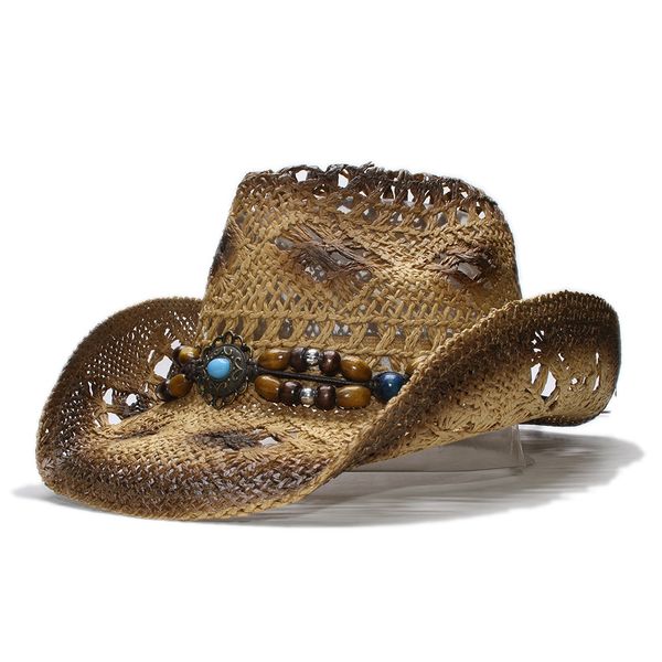 retro women men's hollow-out baking paint cowboy western summer straw cowgirl sun hat turquoise pendant wood bead 58cm
retro women men's hollow-out baking paint cowboy western summer straw cowgirl sun hat turquoise pendant wood bead 58cm
