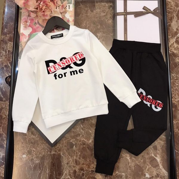 2019 new children's long sleeve two-piece suit190815#09, White