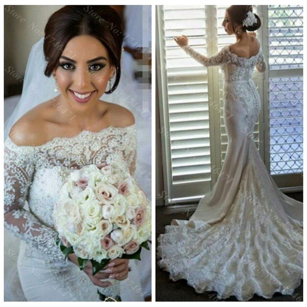 vintage 2020 mermaid long sleeves slim wedding dresses appliques lace bridal gowns beading custom with ribbon custom vestidos de mariee, White
vintage 2020 mermaid long sleeves slim wedding dresses appliques lace bridal gowns beading custom with ribbon custom vestidos de mariee, White