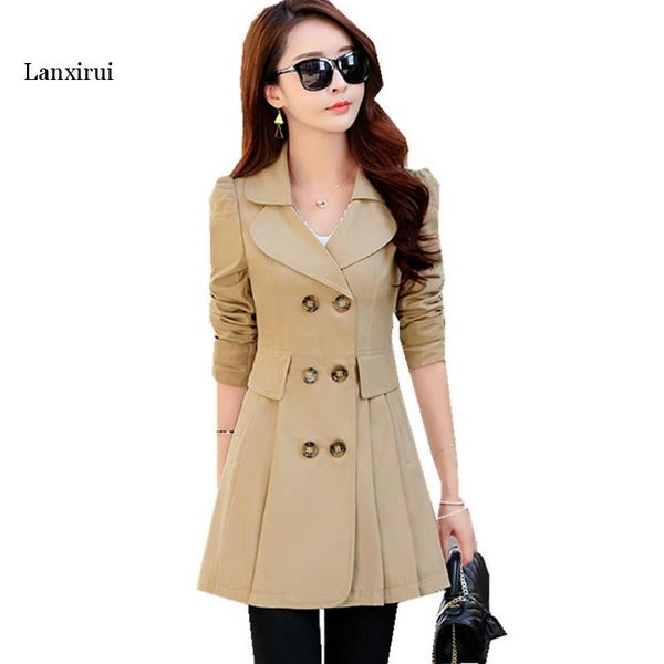 women's trench coat spring autumn black green slim double breasted windbreaker outerwear female casual trench coat, Tan;black
women's trench coat spring autumn black green slim double breasted windbreaker outerwear female casual trench coat, Tan;black