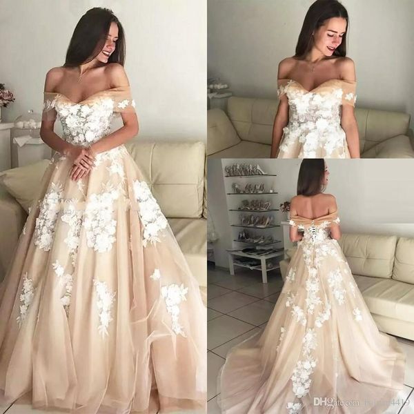 off shoulder champagne wedding dresses with ivory lace bridal dress brides, White
off shoulder champagne wedding dresses with ivory lace bridal dress brides, White