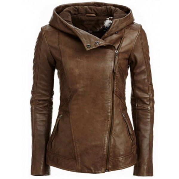 europe and the united states fashion hooded long-sleeved solid color women's leather jacket jacket, Black
europe and the united states fashion hooded long-sleeved solid color women's leather jacket jacket, Black