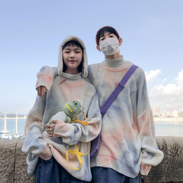 winter new sweater men fashion tie dyed printing casual o-neck knit pullover man streetwear wild loose couple sweater clothes, White;black
winter new sweater men fashion tie dyed printing casual o-neck knit pullover man streetwear wild loose couple sweater clothes, White;black