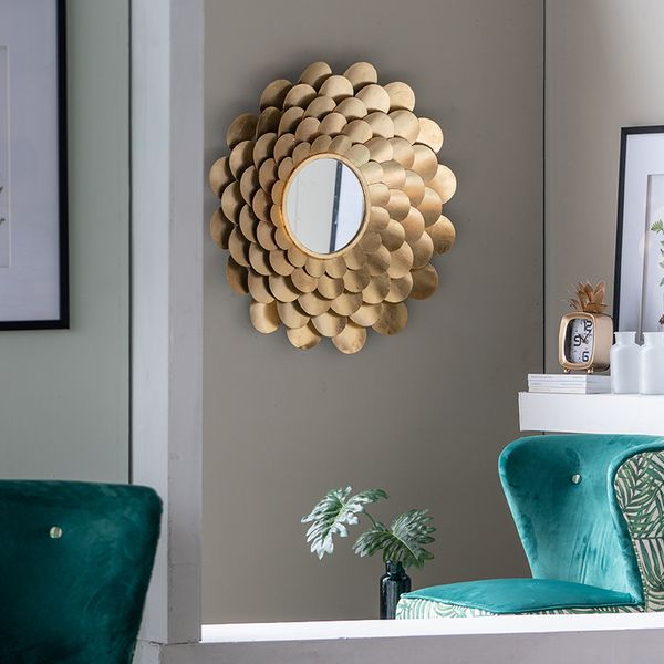european wrought iron golden flower mirror wall hanging living room porch ornament pendant decorative mirror
european wrought iron golden flower mirror wall hanging living room porch ornament pendant decorative mirror