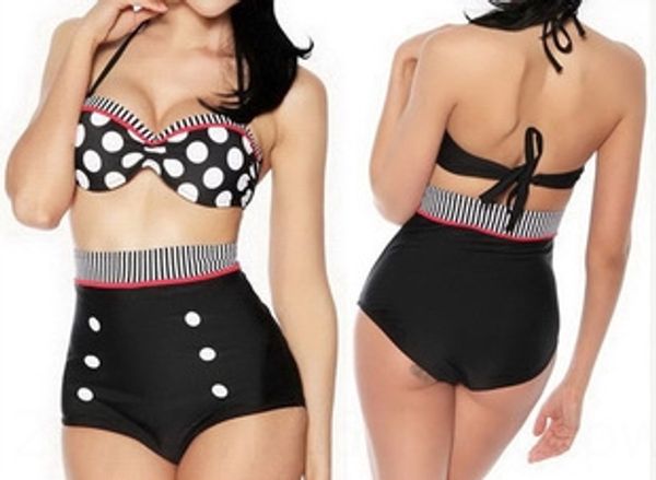lady xin mengling bikini swimsuit high waist belly hanging neck bikini polka dot swimsuit, White;black
lady xin mengling bikini swimsuit high waist belly hanging neck bikini polka dot swimsuit, White;black
