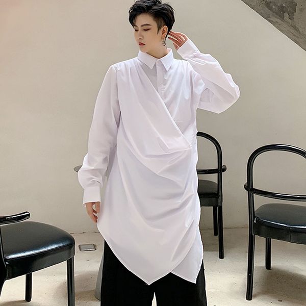 male japan streetwear gothic dress shirt stage costumes men long sleeve overlap splice casual shirt, White;black
male japan streetwear gothic dress shirt stage costumes men long sleeve overlap splice casual shirt, White;black