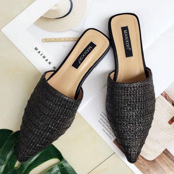 2019 fashion pointed toe weave mules shoes flat slides summer beach flip flop outside slip on shoes women slippers 02, Black
2019 fashion pointed toe weave mules shoes flat slides summer beach flip flop outside slip on shoes women slippers 02, Black