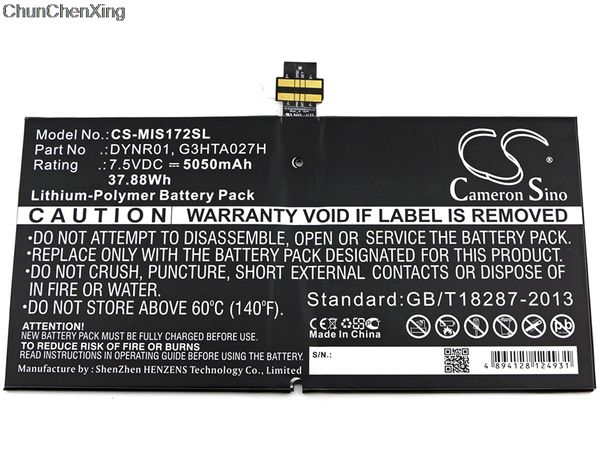 cameron sino 5050mah battery dynr01, g3hta027h for microsoft 1724, surface 4, surface pro 4
cameron sino 5050mah battery dynr01, g3hta027h for microsoft 1724, surface 4, surface pro 4