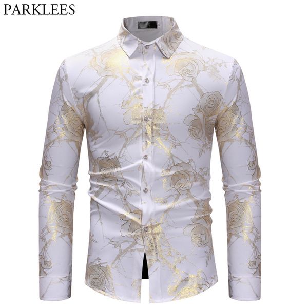 rose flower gold bronzing white shirt men slim fit long sleeve mens dress shirt casual party holiday social male chemise, White;black
rose flower gold bronzing white shirt men slim fit long sleeve mens dress shirt casual party holiday social male chemise, White;black