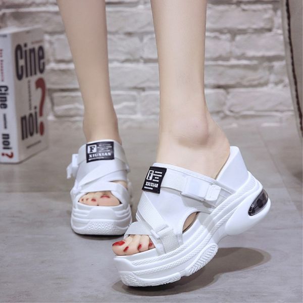 new 2019 fashion women flip flops women flat sandals shoes flat heel peep toe sandals shoes ladies hollow out flip-flops, Black
