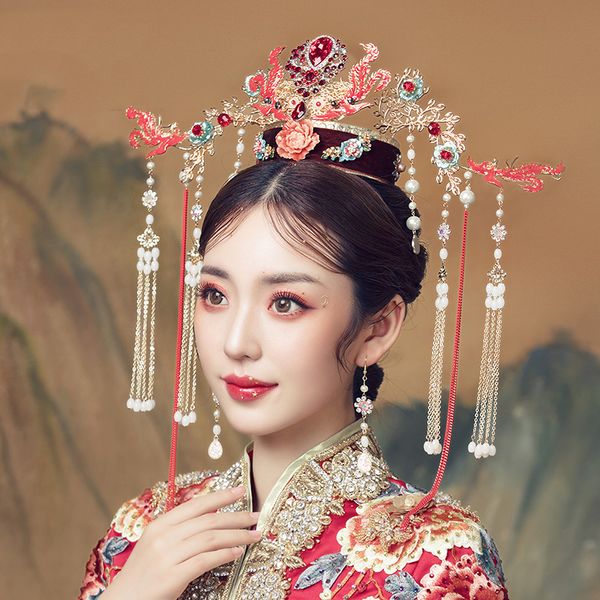 niushuya new chinese vintage style hairwear wedding headdress hair accessories bride red stage show chinese retro hairwear, Golden;white
niushuya new chinese vintage style hairwear wedding headdress hair accessories bride red stage show chinese retro hairwear, Golden;white