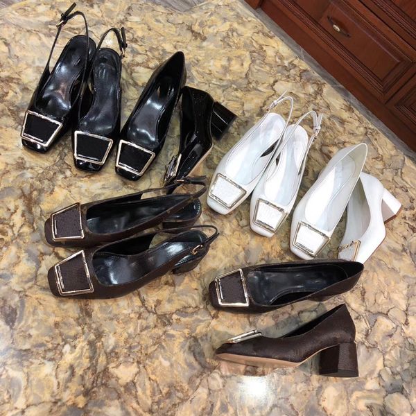 women genuine calf leather slingback chunky mid-heel flat pump shoes, Black
women genuine calf leather slingback chunky mid-heel flat pump shoes, Black