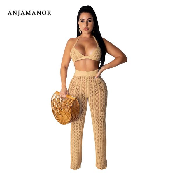 anjamanor crochet knitted summer 2 piece set crop and pants beach women outfit 2019 two piece matching sets d48-10, White
anjamanor crochet knitted summer 2 piece set crop and pants beach women outfit 2019 two piece matching sets d48-10, White