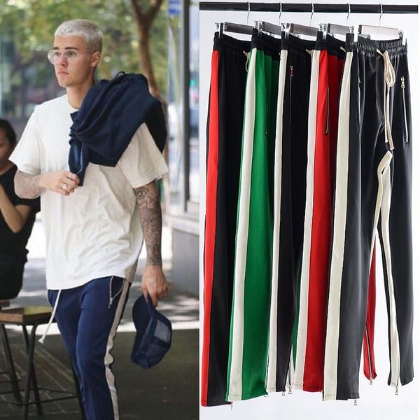 Mens Side Single Stripe Sweatpants Jogger Skinny Cotton Justin Bieber Retro Hip-Hop Ankle Zipper Trouser Colorblock Loose Pants
Mens Side Single Stripe Sweatpants Jogger Skinny Cotton Justin Bieber Retro Hip-Hop Ankle Zipper Trouser Colorblock Loose Pants