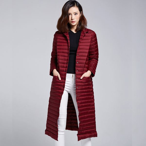2018 new spring winter 90% white duck down extra long down jacket women's ultra light weight brand coat female outerwear, Black
2018 new spring winter 90% white duck down extra long down jacket women's ultra light weight brand coat female outerwear, Black