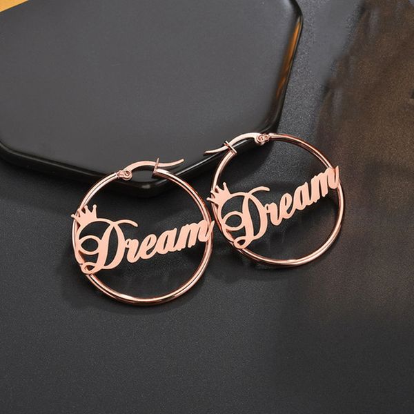 big round circle custom name earrings for women custom gold stainless steel letter crown earring friend jewelry gift, Golden;silver
big round circle custom name earrings for women custom gold stainless steel letter crown earring friend jewelry gift, Golden;silver