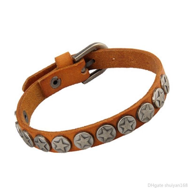 star charm pu leather bracelet couple vintage mens punk bracelets bangles for women men valentine's day jewelry gifts, Golden;silver
star charm pu leather bracelet couple vintage mens punk bracelets bangles for women men valentine's day jewelry gifts, Golden;silver