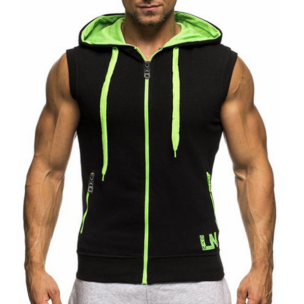 new european american summer tank hit color zipper sport hooded sleeveless vest gym tanks for men clothes 2019, White;black
new european american summer tank hit color zipper sport hooded sleeveless vest gym tanks for men clothes 2019, White;black