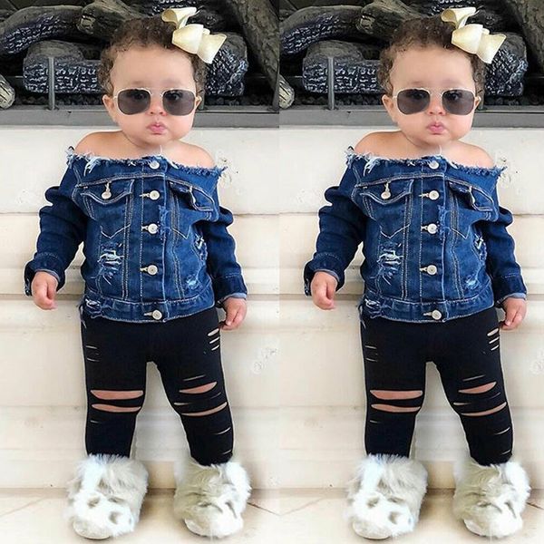 fashion children clothes kids girls long sleeve off shoulder denim coat ripped pants outfits set conjunto infantil menina, White
fashion children clothes kids girls long sleeve off shoulder denim coat ripped pants outfits set conjunto infantil menina, White