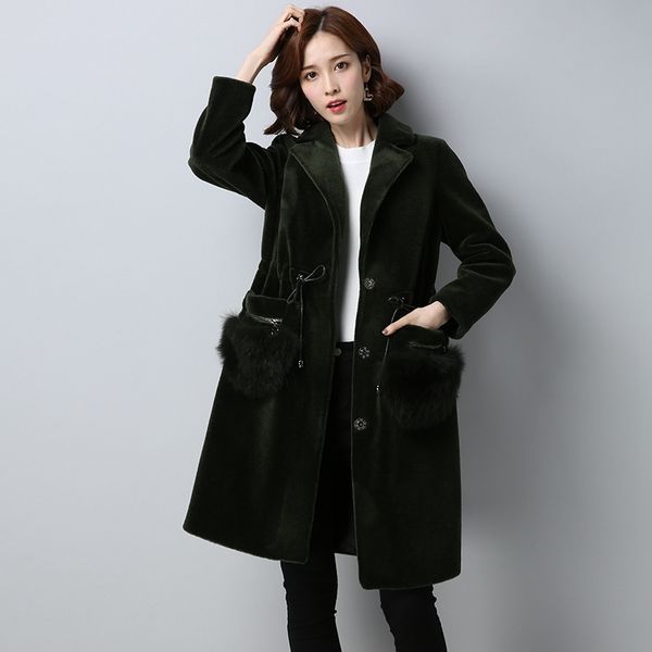 women's fur & faux sheep shearing coat natural pocket decoration winter warm wool jackets for women coats wyq979, Black
women's fur & faux sheep shearing coat natural pocket decoration winter warm wool jackets for women coats wyq979, Black
