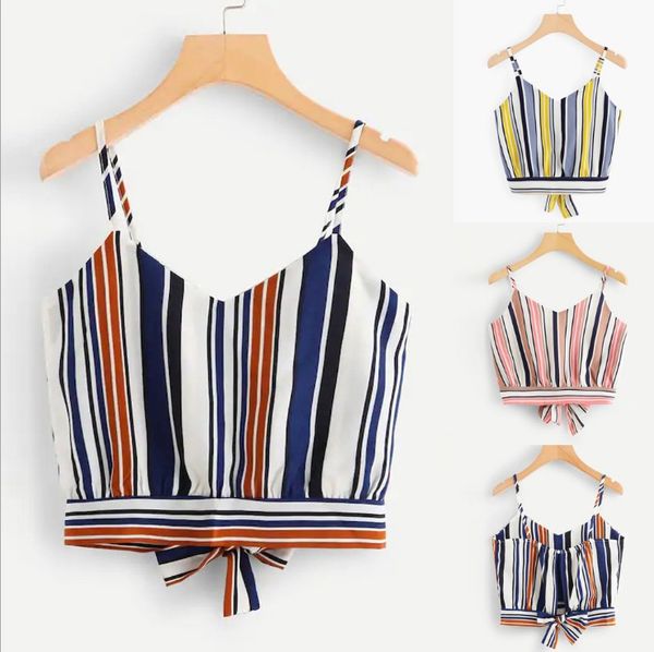 women's ladies crop tank self tie back v neck striped cropped camisole tank blouse regata feminina, White
women's ladies crop tank self tie back v neck striped cropped camisole tank blouse regata feminina, White