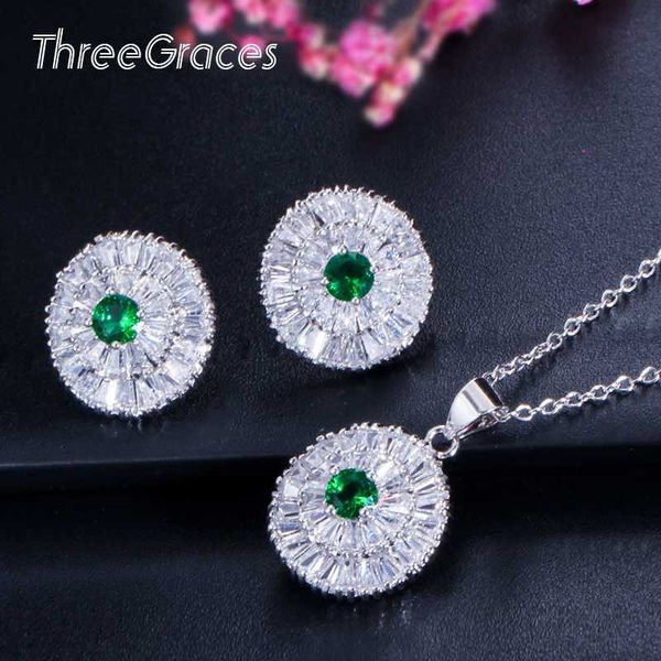 threegraces green cubic zirconia stone big round necklace and earrings jewelry sets for women party gift js158, Silver
threegraces green cubic zirconia stone big round necklace and earrings jewelry sets for women party gift js158, Silver