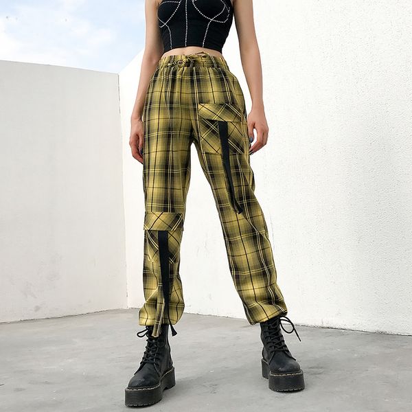 yellow plaid pockets belt high waist streetwear women's trousers joggers printed loose casual harem harem full length, Black;white
yellow plaid pockets belt high waist streetwear women's trousers joggers printed loose casual harem harem full length, Black;white