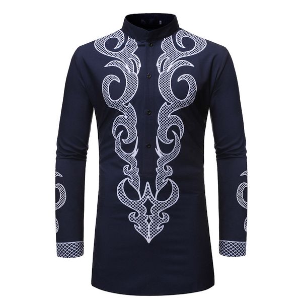 men male shirts stand collar casual fashion ethnic style slim formal, White;black
men male shirts stand collar casual fashion ethnic style slim formal, White;black