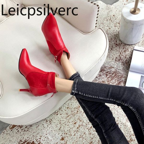 winter new style fashion belt buckle pointed zipper color matching fine heel high heel short tube women's boots plus size 32-48, Black
winter new style fashion belt buckle pointed zipper color matching fine heel high heel short tube women's boots plus size 32-48, Black