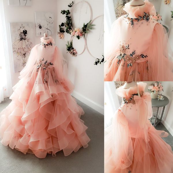 pink flower girl dresses high-neck long sleeve appliqued lace beaded tiered girl pageant gown sweep train custom made birthday gown cheap, White;blue
pink flower girl dresses high-neck long sleeve appliqued lace beaded tiered girl pageant gown sweep train custom made birthday gown cheap, White;blue