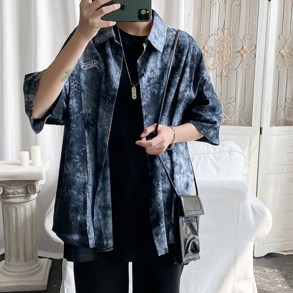 men's casual shirts 2021 summer tie-dyed printed short-sleeved hawaiian shirt 100% cotton camisa masculina french cuff mens fashion, White;black
men's casual shirts 2021 summer tie-dyed printed short-sleeved hawaiian shirt 100% cotton camisa masculina french cuff mens fashion, White;black
