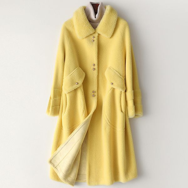 wool fur coat women long yellow wool coat winter real fur outwear turn down collar thick warm solid large, Black
wool fur coat women long yellow wool coat winter real fur outwear turn down collar thick warm solid large, Black