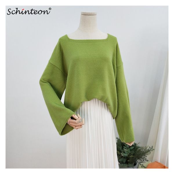 2019 new arrival women korean style knitted sweater flare sleeve autumn unique square collar knitting pullover loose sweater, White;black
2019 new arrival women korean style knitted sweater flare sleeve autumn unique square collar knitting pullover loose sweater, White;black