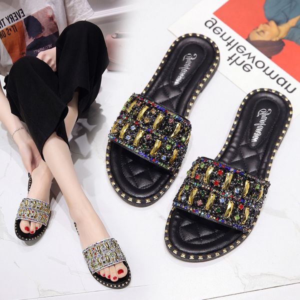 Handmade bling bling flat slippers colorful crystal cozy slip on shoes woman glitter beading anti-skid beach slippers mujer 2018
Handmade bling bling flat slippers colorful crystal cozy slip on shoes woman glitter beading anti-skid beach slippers mujer 2018