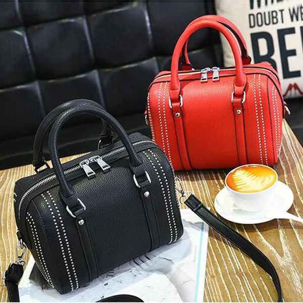 rivet women's handbag handle bucket bag shoulder crossbody bags women bags lady messenger bolsa feminina