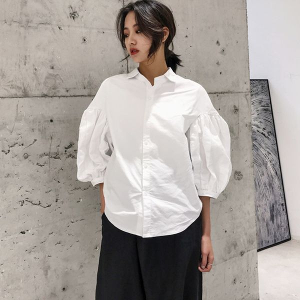 lanmrem 2019 new autumn and winter original designs soild styles women clothes single breasted lantern sleeves turn-down collar, White
lanmrem 2019 new autumn and winter original designs soild styles women clothes single breasted lantern sleeves turn-down collar, White