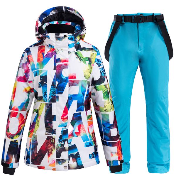 snowboard suit letter printed veneer jacket with solid color snowboard pants windproof waterproof breathable ladies winter sets
snowboard suit letter printed veneer jacket with solid color snowboard pants windproof waterproof breathable ladies winter sets