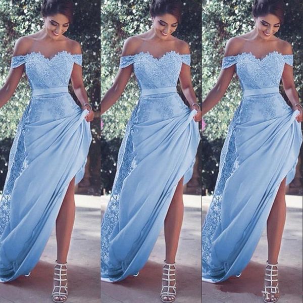 light blue mermaid prom dresses off the shoulder lace appliques sash sweep train party dress dubai arabia formal evening dresses z20, Black;red
light blue mermaid prom dresses off the shoulder lace appliques sash sweep train party dress dubai arabia formal evening dresses z20, Black;red