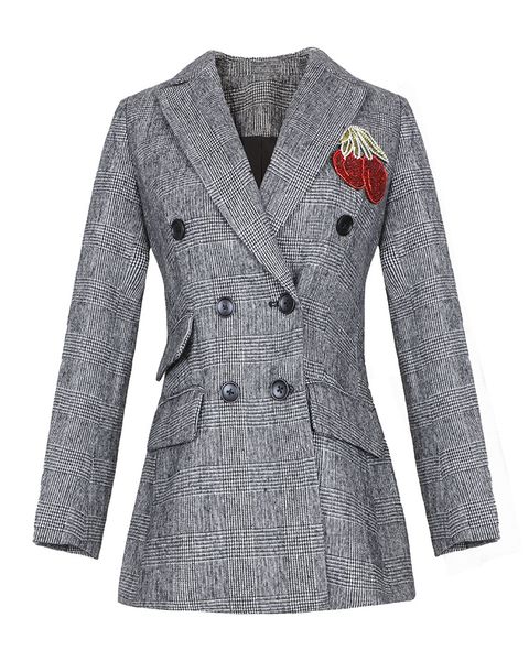 women plaid blazers coat 2019 fall runways fashion double-breasted coat a745, White;black
women plaid blazers coat 2019 fall runways fashion double-breasted coat a745, White;black