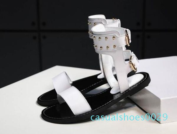 the latest woman's sandals, flat bottomed drilling, and delivery of shoes. c29, Black