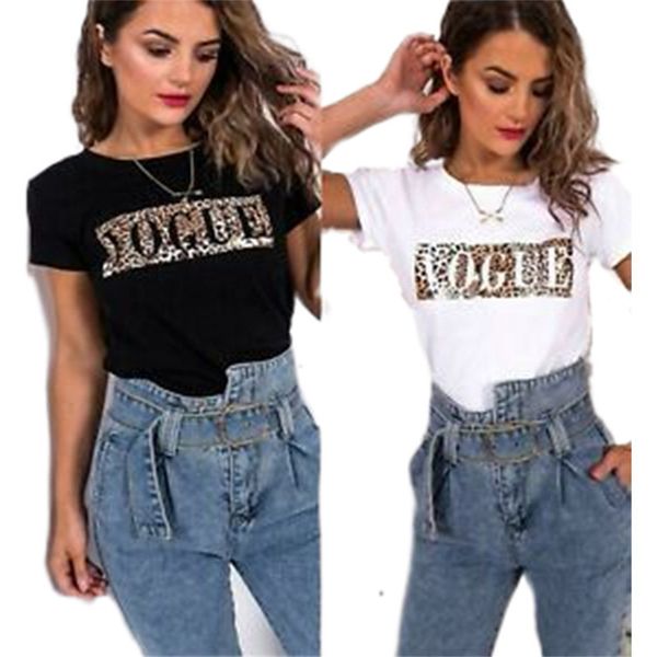 female designer t-shirt women's fashion t-shirt new letter printing short-sleeved casual leopard print summer new t-shirt ship, White
female designer t-shirt women's fashion t-shirt new letter printing short-sleeved casual leopard print summer new t-shirt ship, White