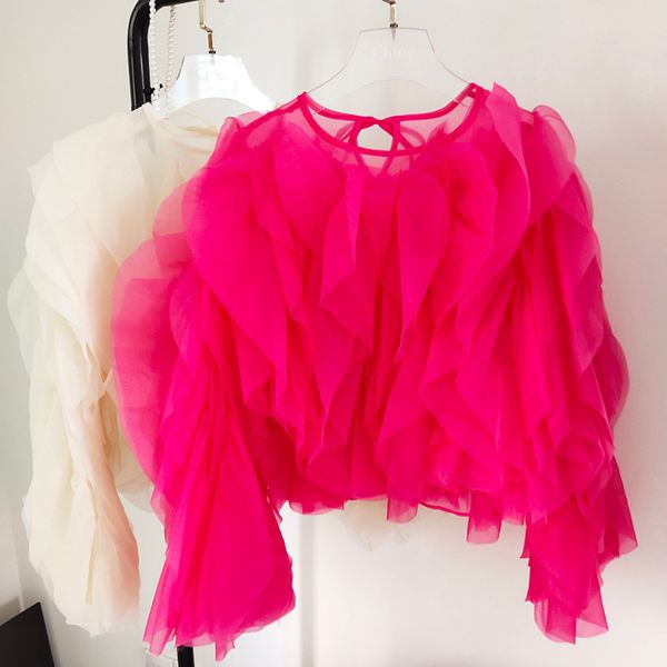 2020 spring new round neck ruffles and petals bow tie chiffon blouse for women sweet long sleeve mesh shirt loose short, White
2020 spring new round neck ruffles and petals bow tie chiffon blouse for women sweet long sleeve mesh shirt loose short, White