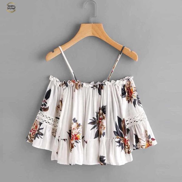 summer camis women floral printing lace casual off shoulder crop cluster print peplum racerback cami top, White
summer camis women floral printing lace casual off shoulder crop cluster print peplum racerback cami top, White